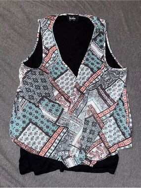 By And By Boho Paisley Patchwork Layered Faux Wrap Women’s Large Casual